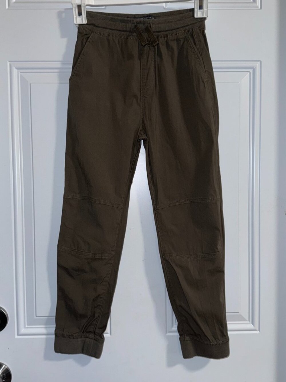 Primark Boys Khaki green joggers light cargo material  with drawstring waist